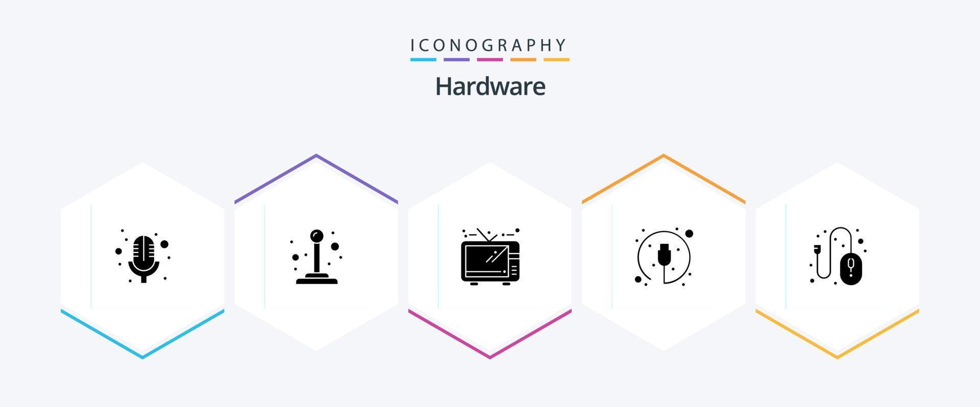 matériel 25 pack d'icônes de glyphes comprenant. Souris. la télé. Matériel. câble vecteur
