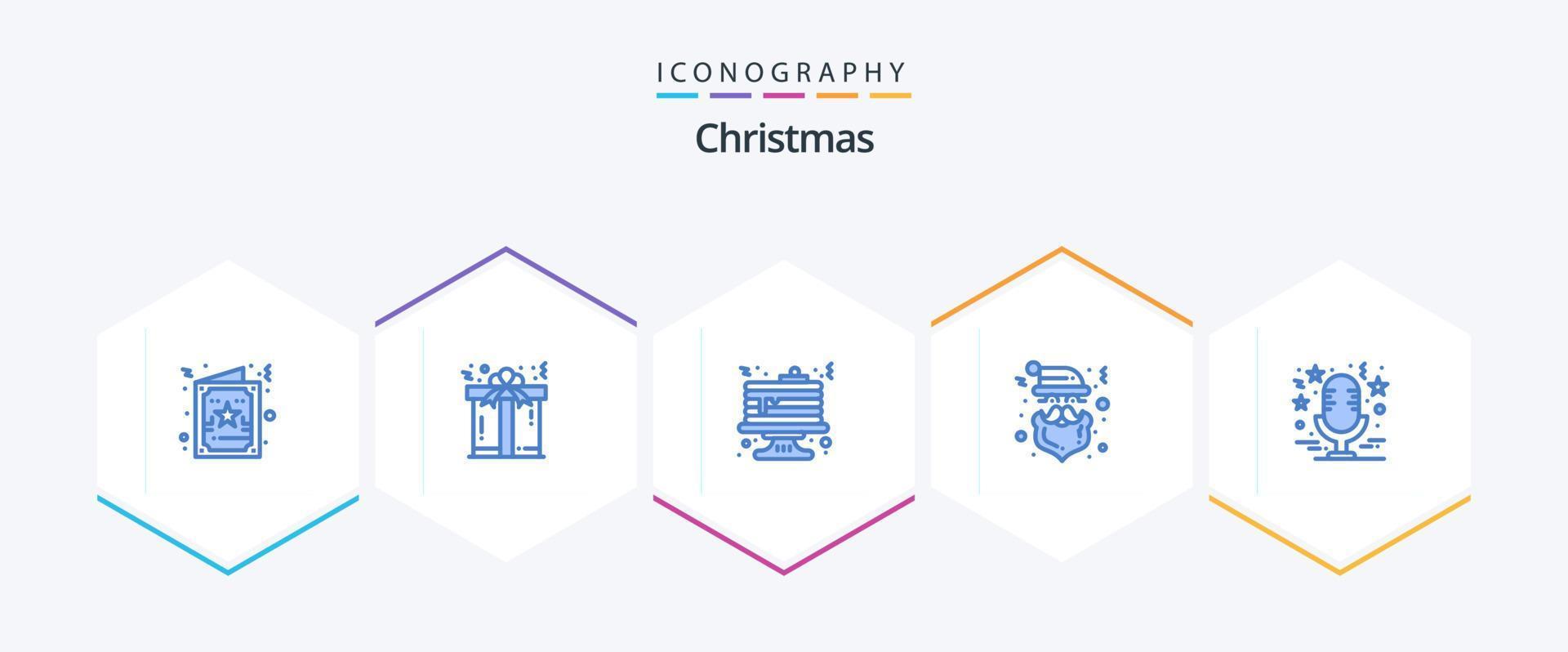 pack d'icônes bleues de noël 25 comprenant une étoile. casquette. petit-déjeuner. Père Noël. Noël vecteur