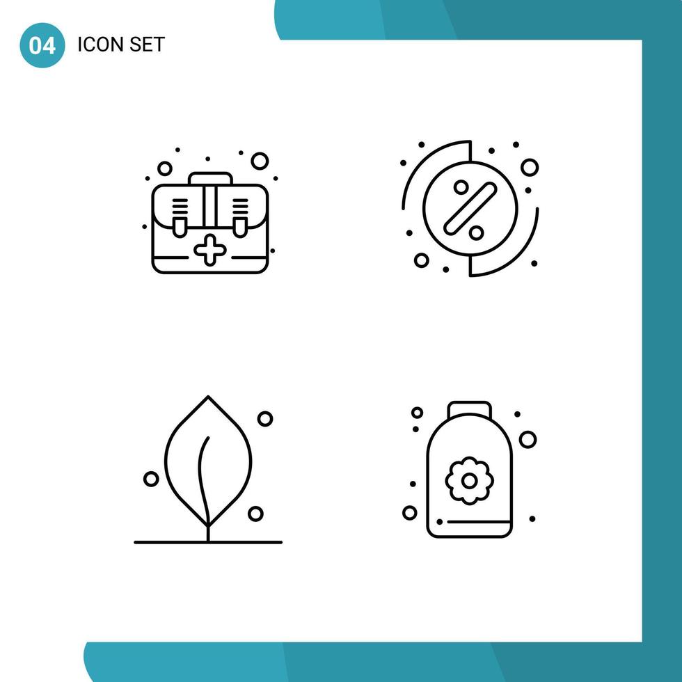 groupe de 4 couleurs plates remplies signes et symboles pour aide nature kit pourcentage sauna éléments de conception vectoriels modifiables vecteur