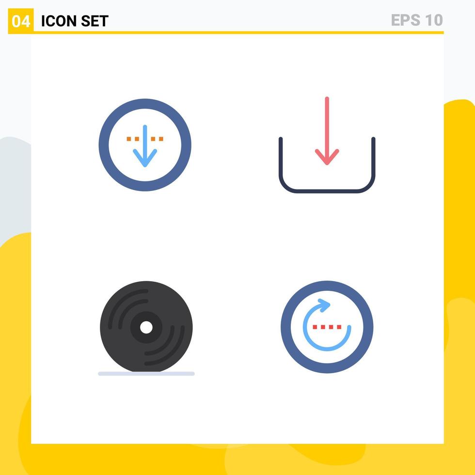 ensemble de pictogrammes de 4 icônes plates simples de direction médias importation navigateur multimédia éléments de conception vectoriels modifiables vecteur