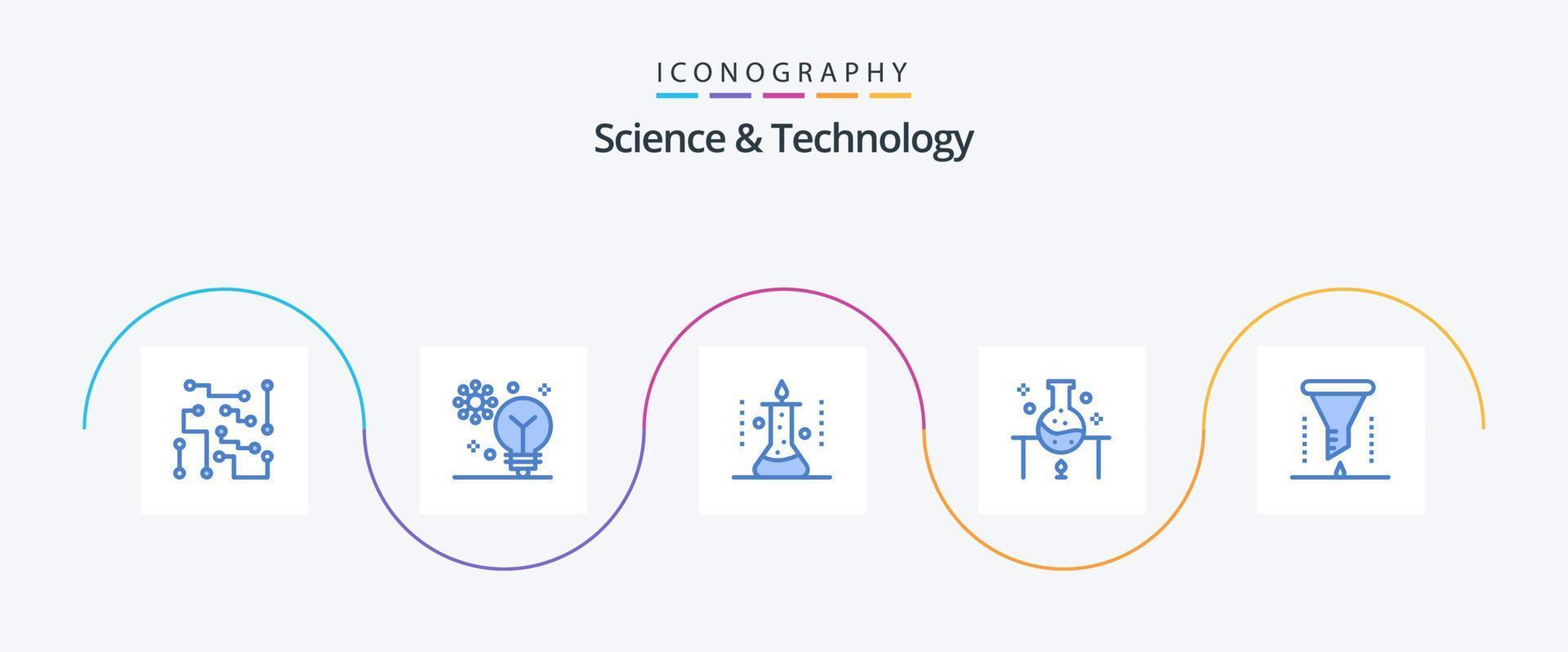 pack d'icônes bleu science et technologie 5 comprenant un laboratoire de chimie. analyse chimique. intelligence. laboratoire scientifique. science vecteur