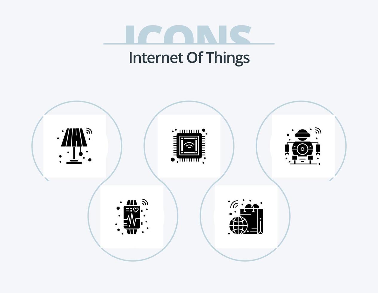 pack d'icônes glyphe internet des objets 5 conception d'icônes. robot. intelligent. intérieur. futur. ébrécher vecteur