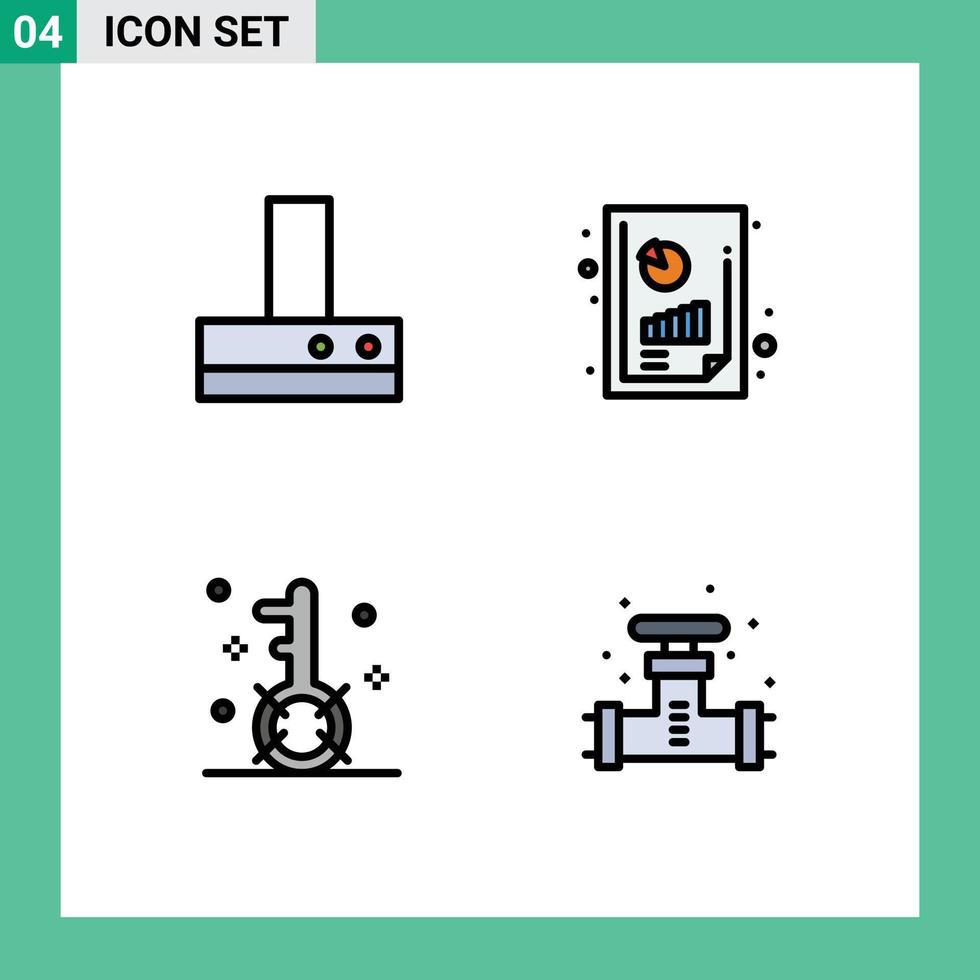 ensemble de 4 symboles d'icônes d'interface utilisateur modernes signes pour les médias d'extraction rapport de productivité d'entreprise analyse graphique recherche éléments de conception vectoriels modifiables vecteur