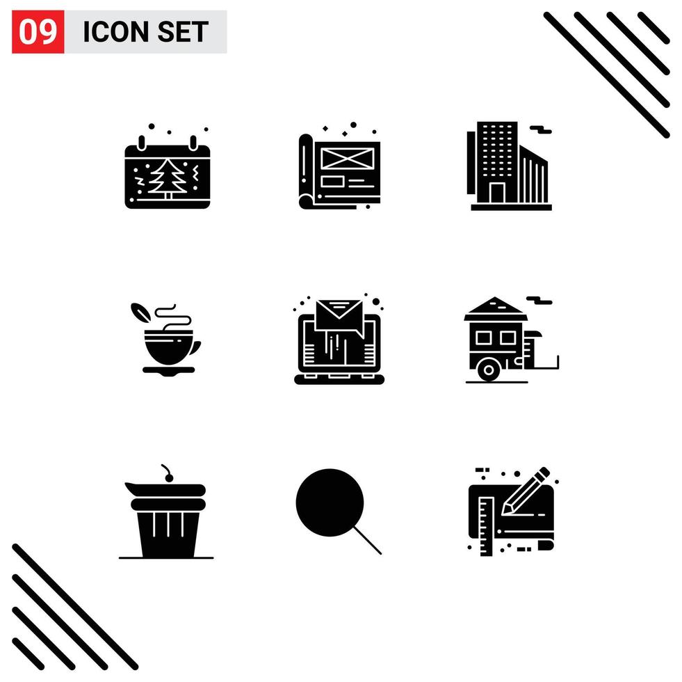 pack d'icônes vectorielles stock de 9 signes et symboles de ligne pour les éléments de conception vectoriels modifiables de gratte-ciel de thé de document de tasse de café vecteur