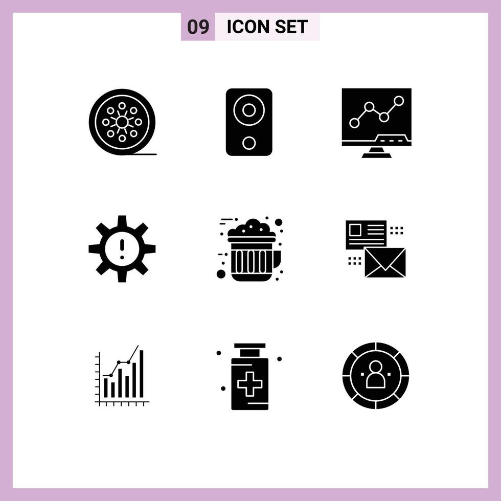 pack de 9 glyphes solides créatifs de ressources matériel humain hr lcd éléments de conception vectorielle modifiables vecteur