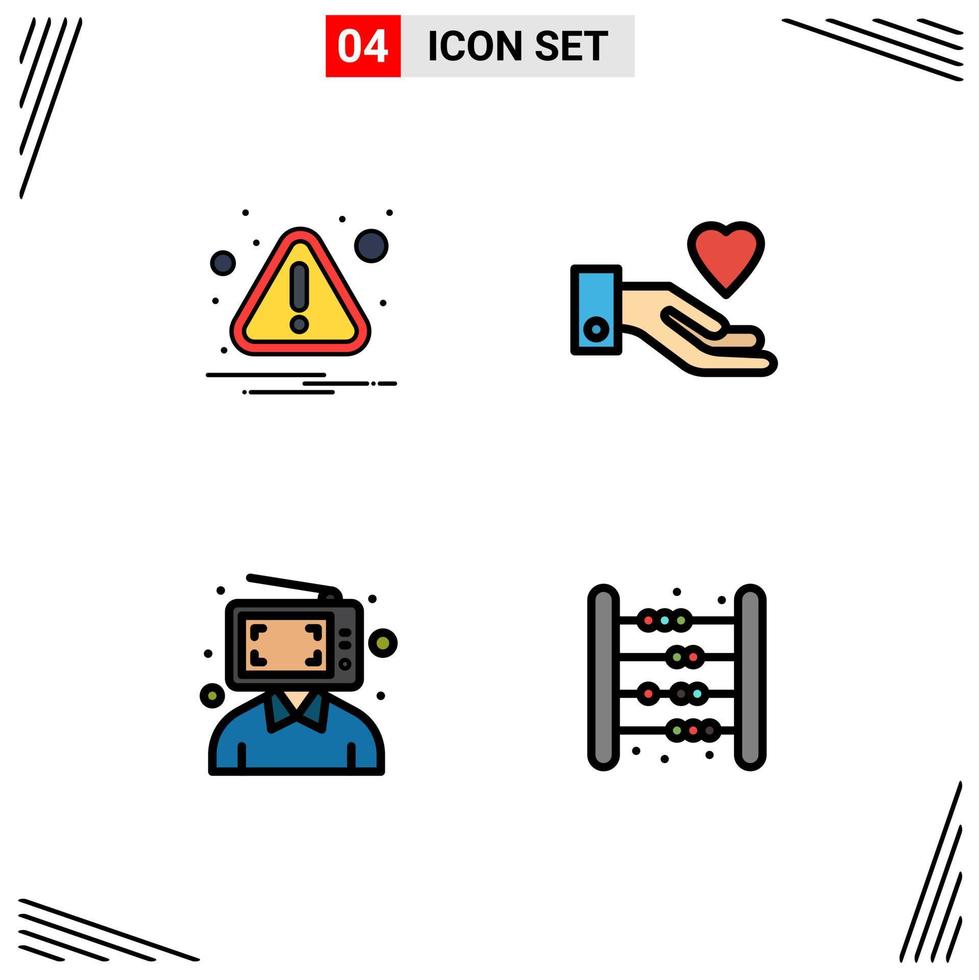 pack d'icônes vectorielles stock de 4 signes et symboles de ligne pour l'attention numérique d'alerte amour marketing éléments de conception vectoriels modifiables vecteur