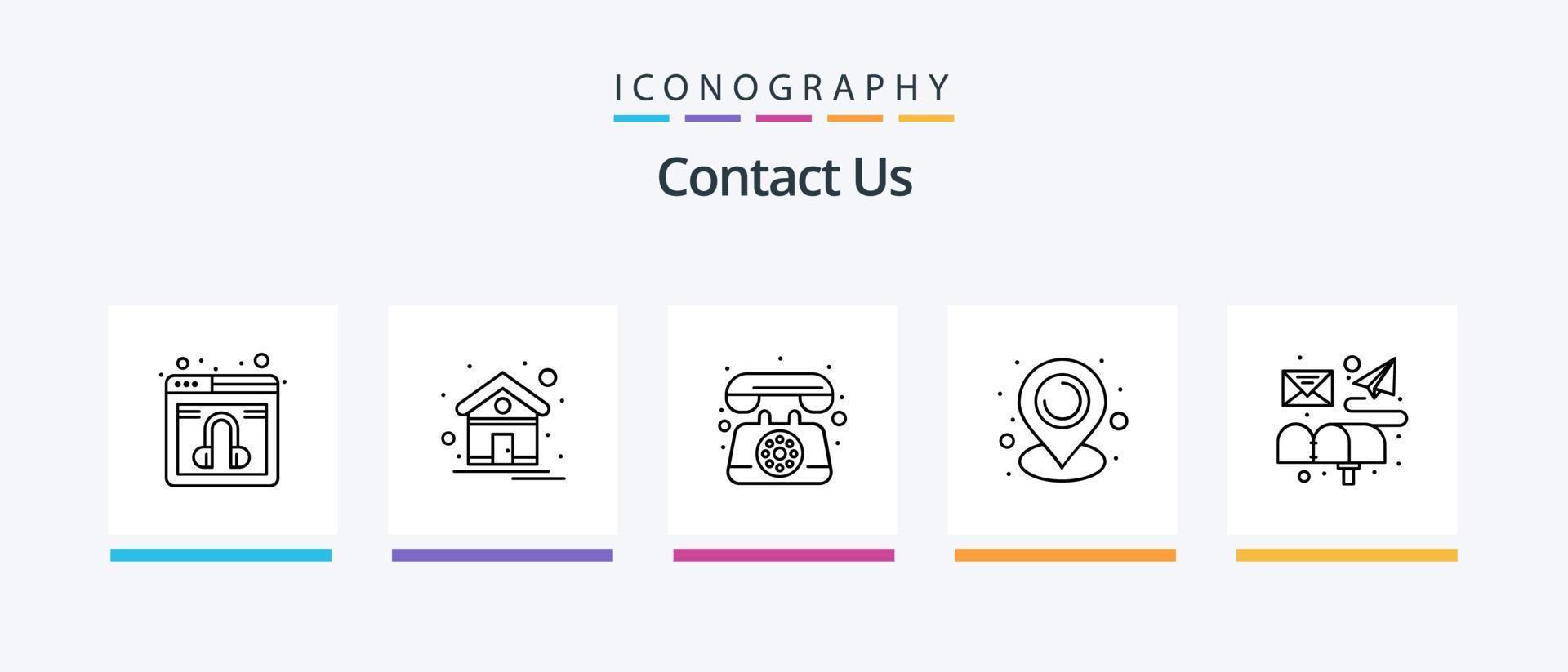 contactez-nous pack d'icônes ligne 5, y compris vérifié. navigateur. page Web. la toile. courrier. conception d'icônes créatives vecteur