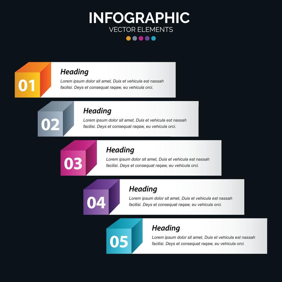 5 options infographie diagramme rapport annuel conception web étapes ou processus de concept d'entreprise vecteur