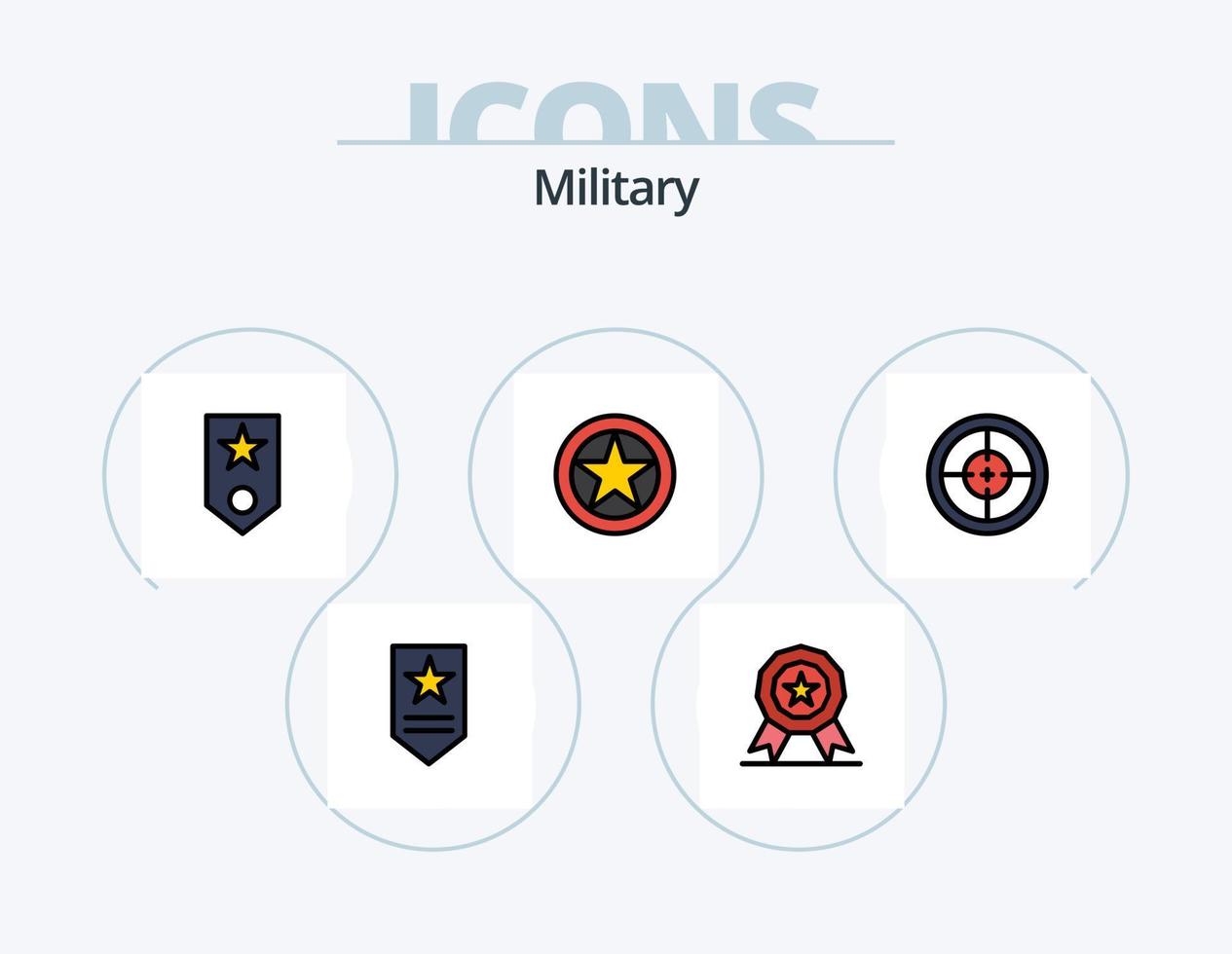 pack d'icônes remplies de ligne militaire 5 conception d'icônes. un. encerclé. rang. minuteur. bombe vecteur