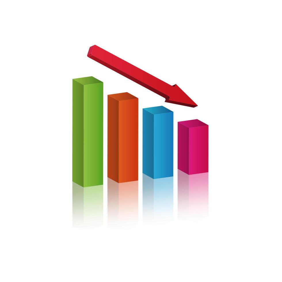 diagramme à bandes. illustration isométrique 3d vectorielle colorée. avec les flèches haut et bas vecteur