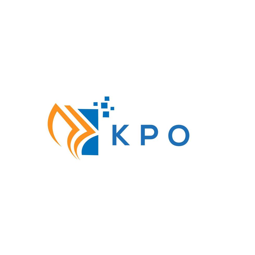 création de logo de comptabilité de réparation de crédit kpo sur fond blanc. kpo creative initiales croissance graphique lettre logo concept. création de logo de financement d'entreprise kpo. vecteur