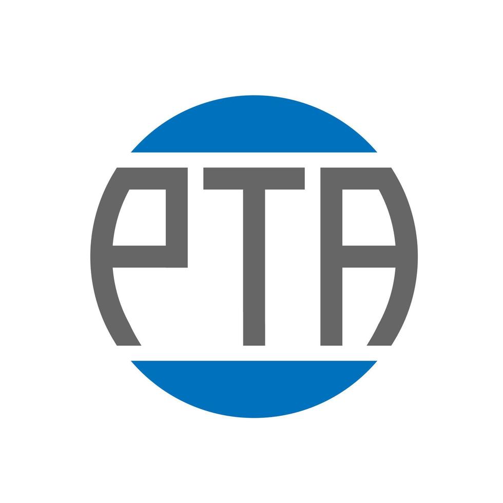 création de logo de lettre pta sur fond blanc. concept de logo de cercle d'initiales créatives pta. conception de lettre pta. vecteur