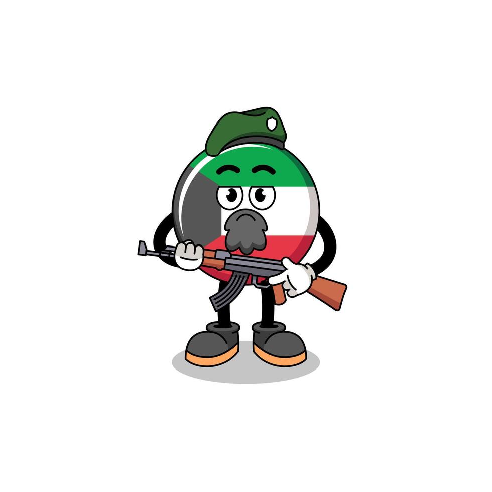 personnage de dessin animé du drapeau du koweït en tant que force spéciale vecteur