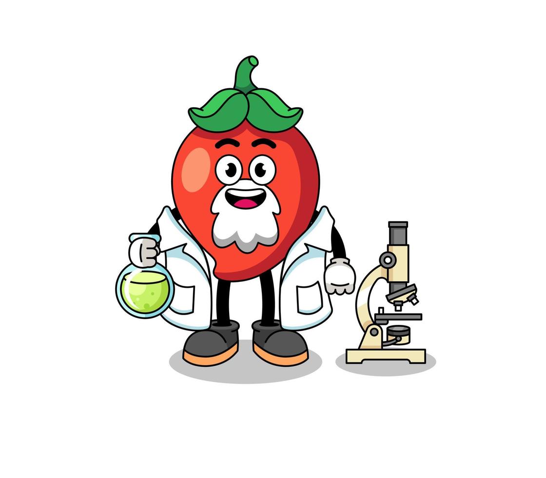 mascotte de piment en tant que scientifique vecteur