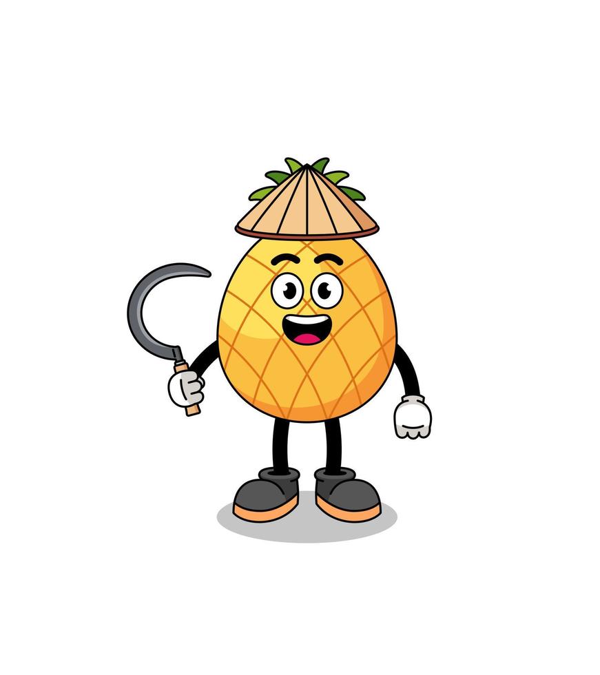 illustration de l'ananas en tant qu'agriculteur asiatique vecteur