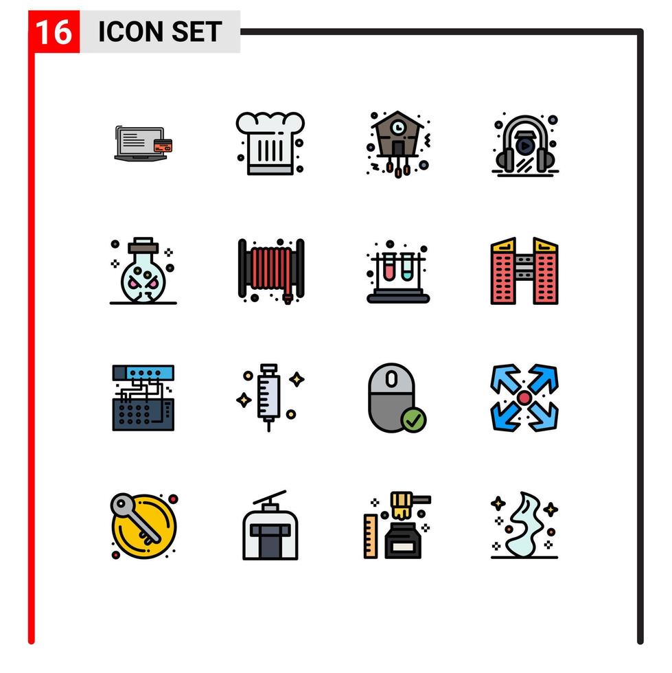 pack de lignes vectorielles modifiables de 16 lignes d'apprentissage simples remplies de couleurs plates vecteur