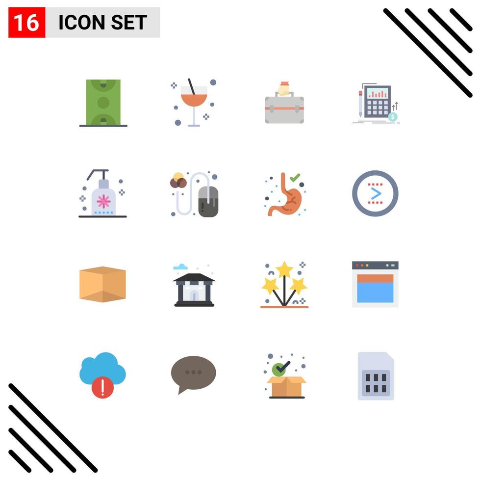 symboles d'icônes universels groupe de 16 couleurs plates modernes du sac de données d'été financier du marché pack modifiable d'éléments de conception de vecteur créatif