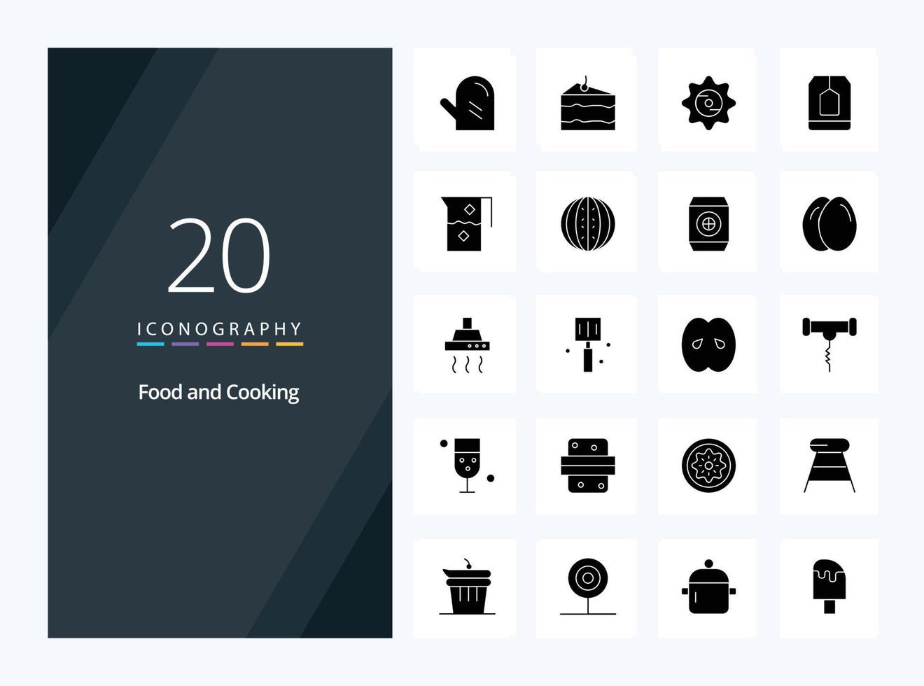 20 icône de glyphe solide de nourriture pour la présentation vecteur
