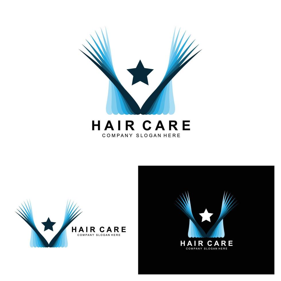 logo de soins capillaires, conception de couche de cuir chevelu, illustration de marque de salon de santé vecteur