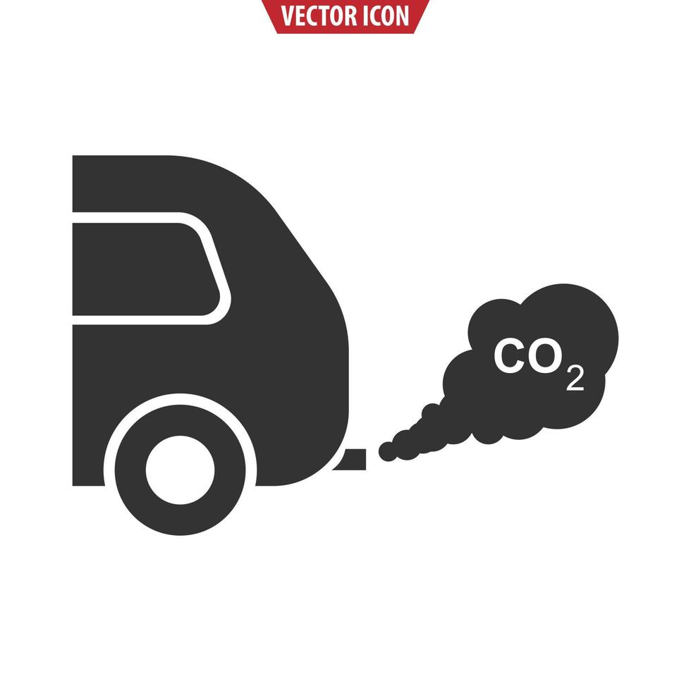 icône de silhouette noire co2 d'échappement de voiture. notion de pollution de l'environnement. illustration vectorielle isolée sur fond blanc. vecteur