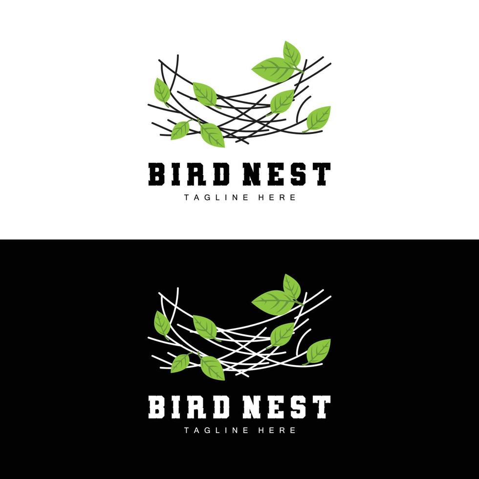 conception de logo de nid d'oiseau, vecteur de maison d'oiseau pour les oeufs, illustration de logo d'arbre d'oiseau