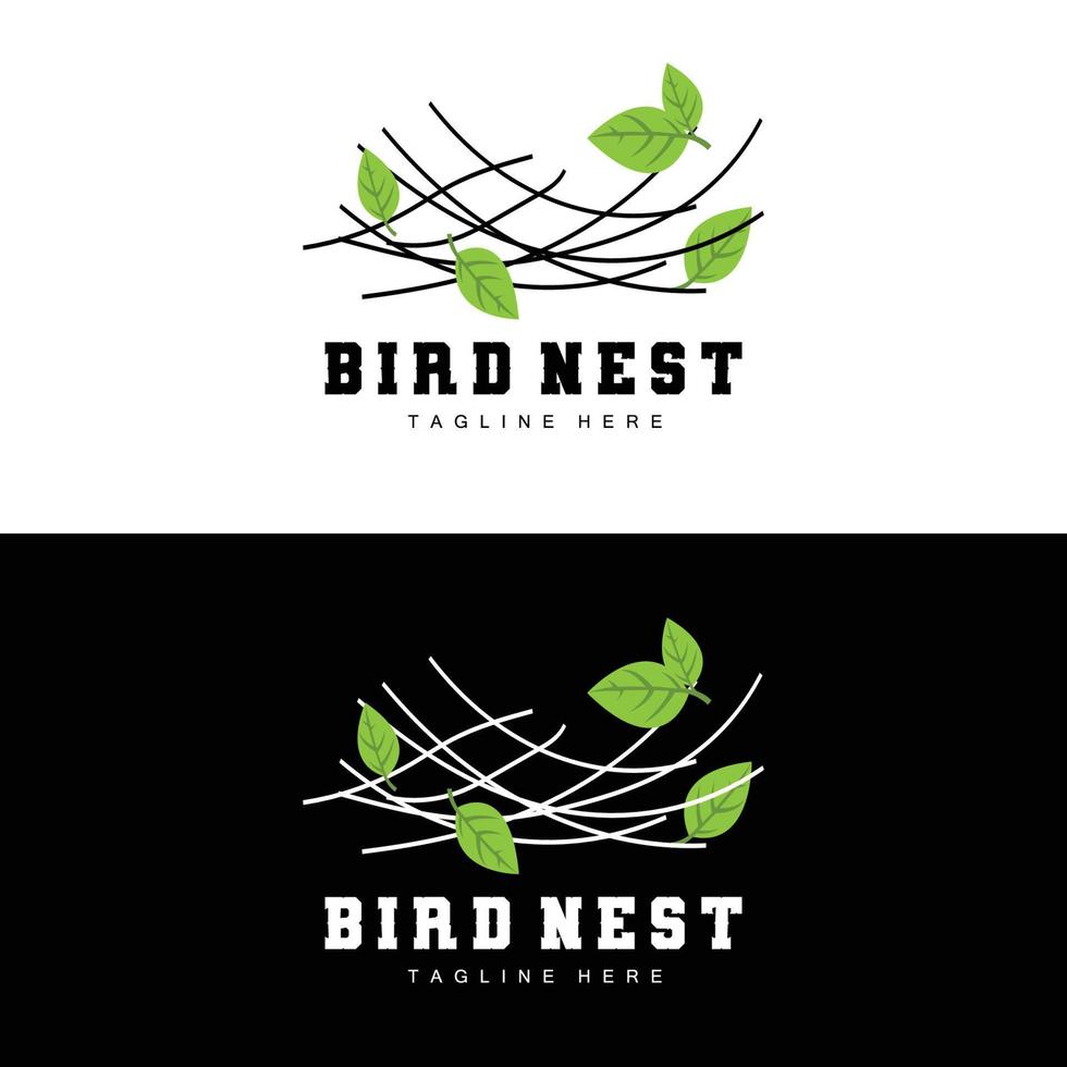 conception de logo de nid d'oiseau, vecteur de maison d'oiseau pour les oeufs, illustration de logo d'arbre d'oiseau