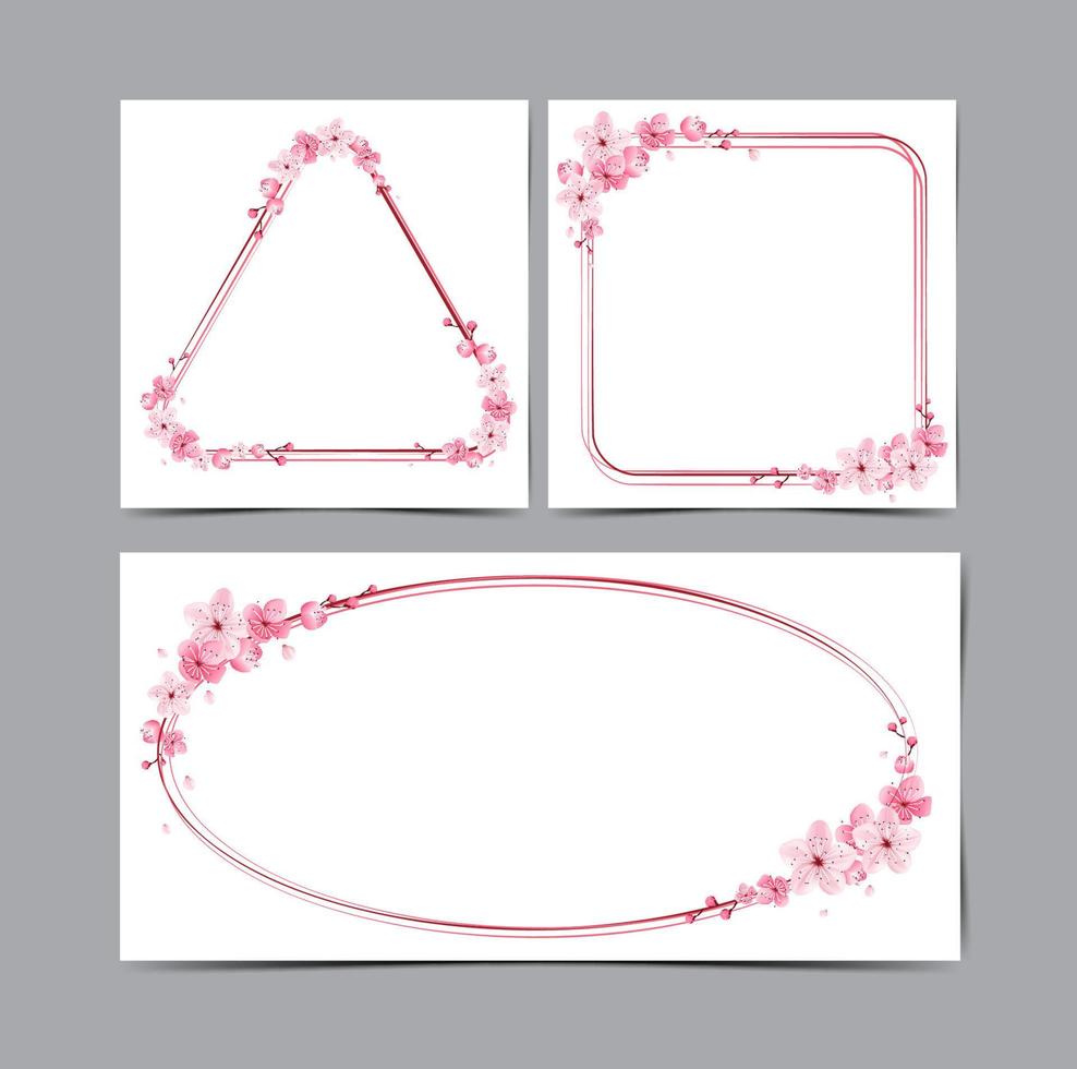 bordure de fleurs de cerisier, fleur de cadre de modèle, ornement, illustration vectorielle de sakura vecteur