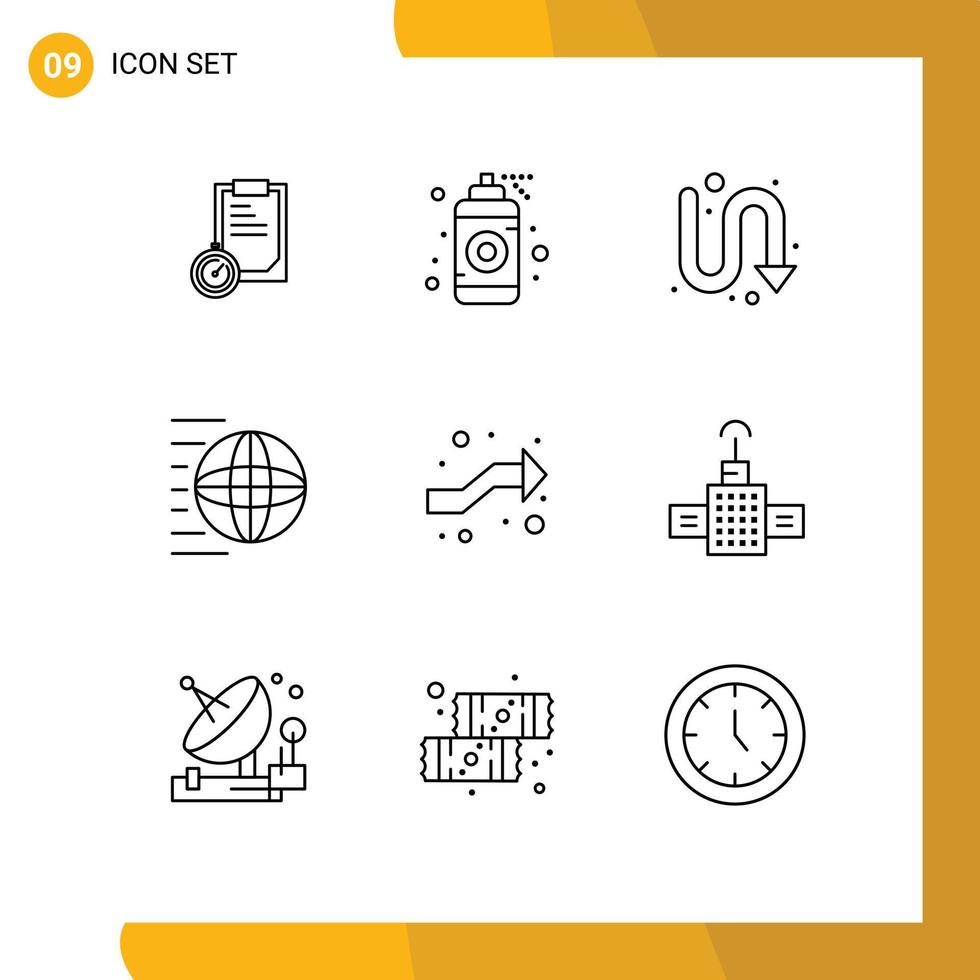 pictogramme ensemble de 9 contours simples de flèches shopping flèches services d'expédition livraison éléments de conception vectoriels modifiables vecteur