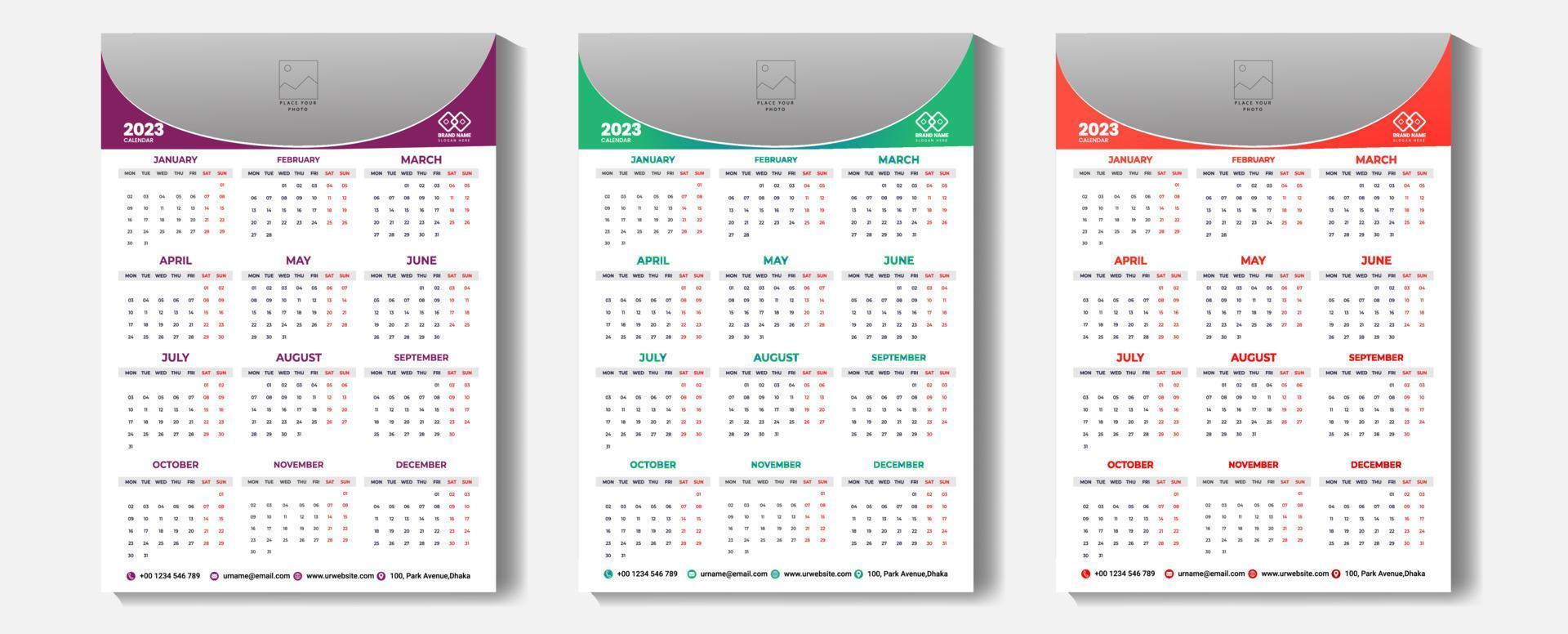 page de calendrier pour novembre 2023, planificateur mural au design  coloré. la semaine commence le lundi. 13358919 Art vectoriel chez Vecteezy