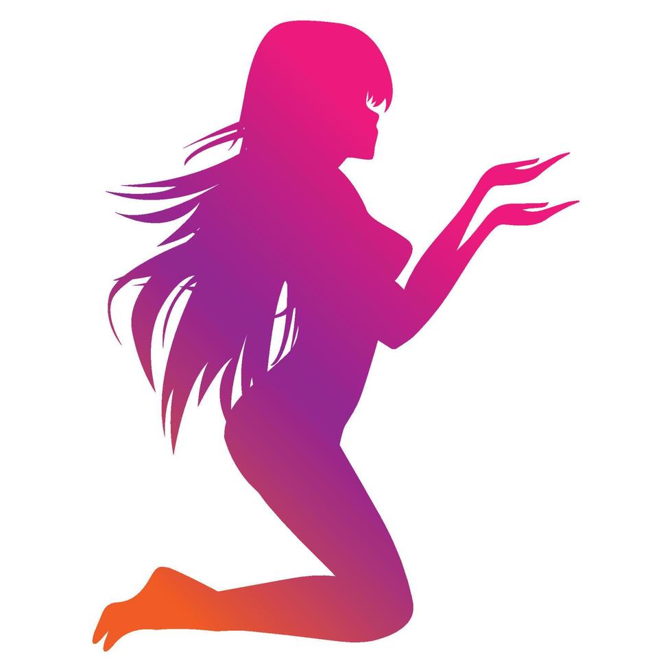 illustration de silhouette de jolie fille vecteur