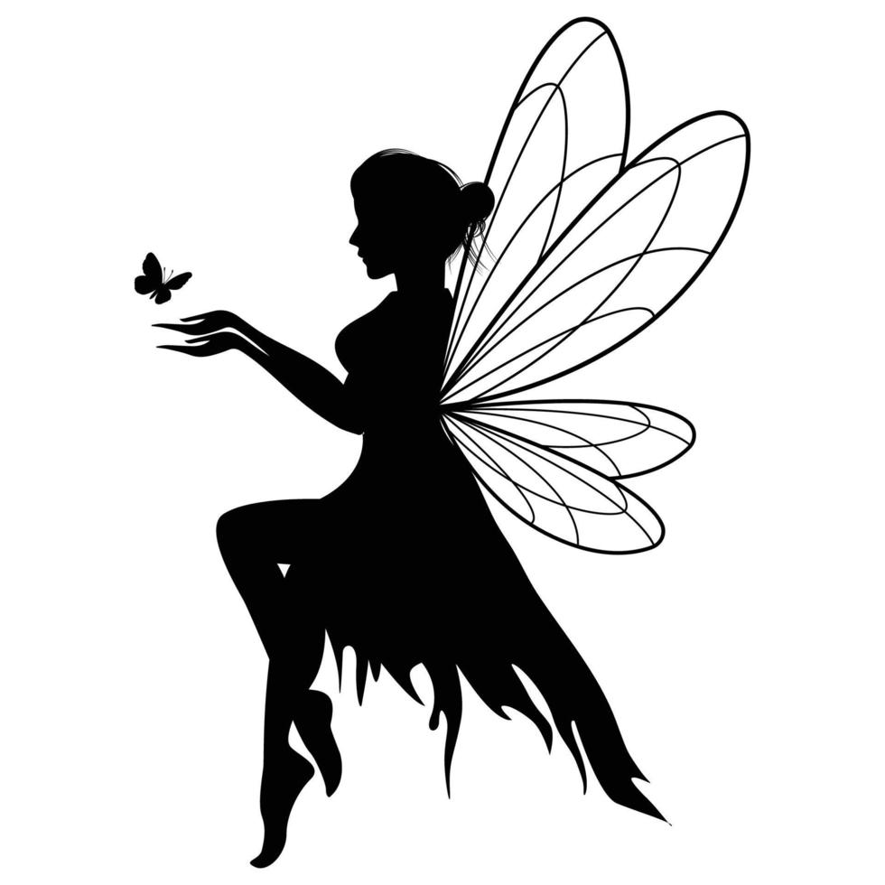 mignon fée silhouette illustration graphique vecteur