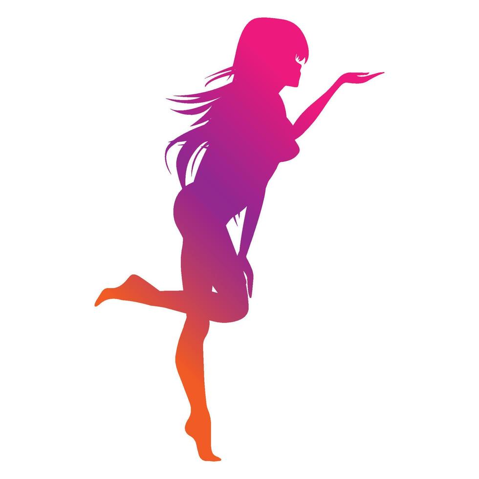 illustration de silhouette de jolie fille vecteur