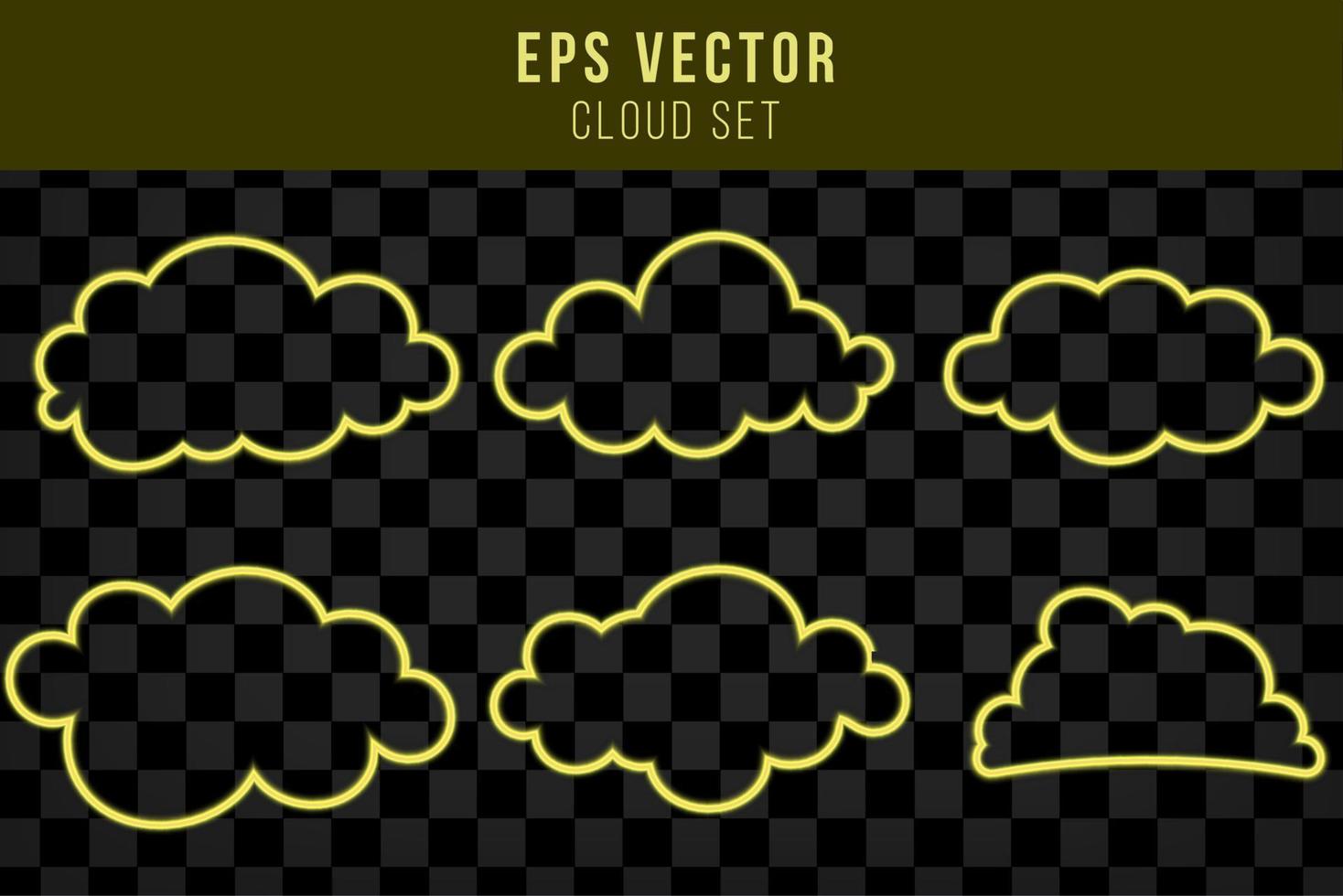 nuage de néon jaune isolé. contour linéaire. la météo. illustration vectorielle vecteur