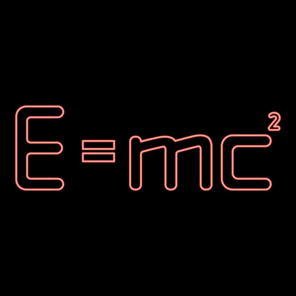 néon e mc formule énergétique loi physique e mc signe e égal mc 2 éducation concept théorie de la relativité couleur rouge illustration vectorielle image style plat vecteur