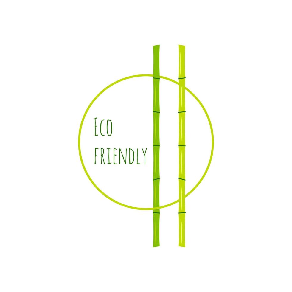 tiges vertes de bambou avec l'inscription eco friendly vecteur