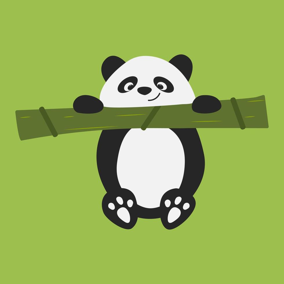 panda accroché à une branche de bambou vecteur