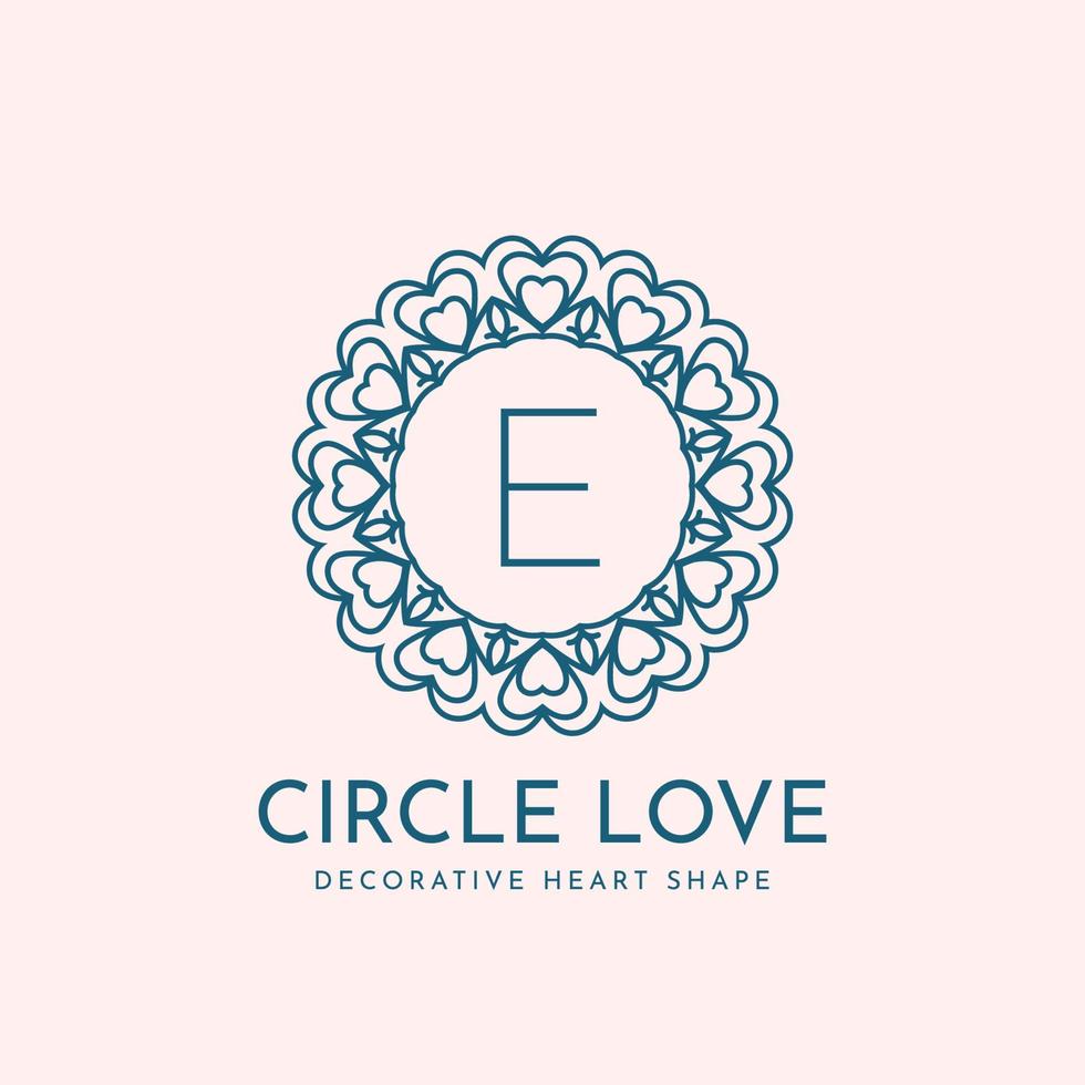 lettre e cercle amour décoration création de logo vectoriel
