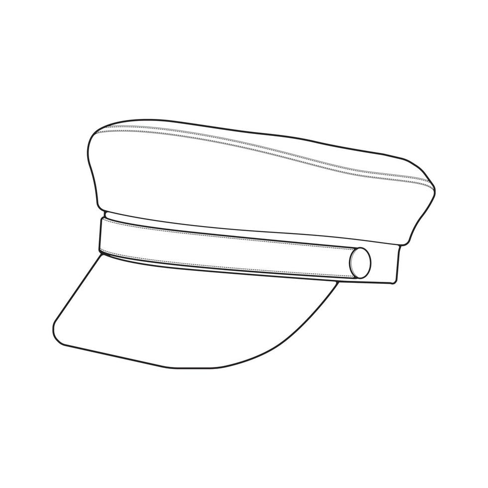 contour de l'illustration vectorielle de casquette militaire isolée sur fond blanc. décrire le vecteur de casquette militaire pour le livre de coloriage.