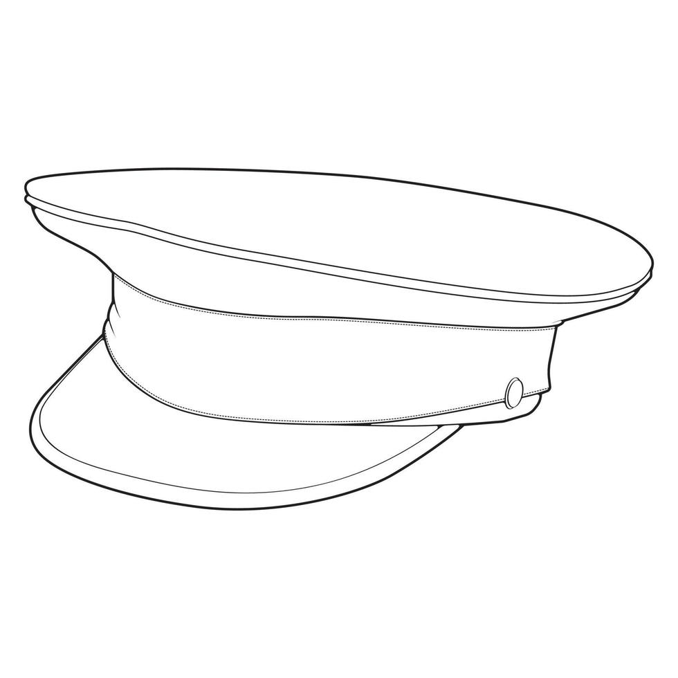 contour de l'illustration vectorielle de casquette militaire isolée sur fond blanc. décrire le vecteur de casquette militaire pour le livre de coloriage.