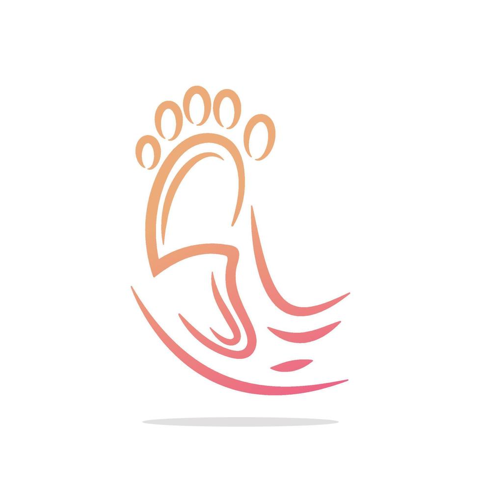 empreinte flash running sport vecteur une combinaison pied avec lettre s dans la conception de logo