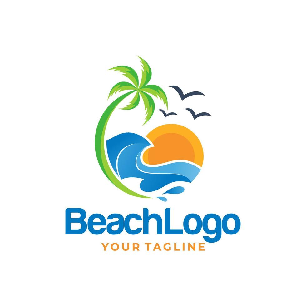 vecteur de conception de logo de plage