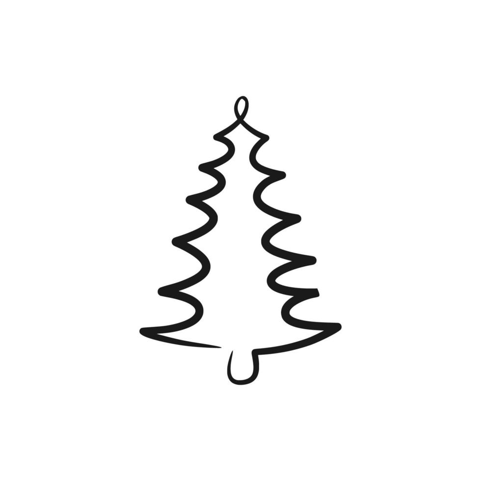 dessin au trait continu arbre de noël, arbre de noël dessin au trait vecteur