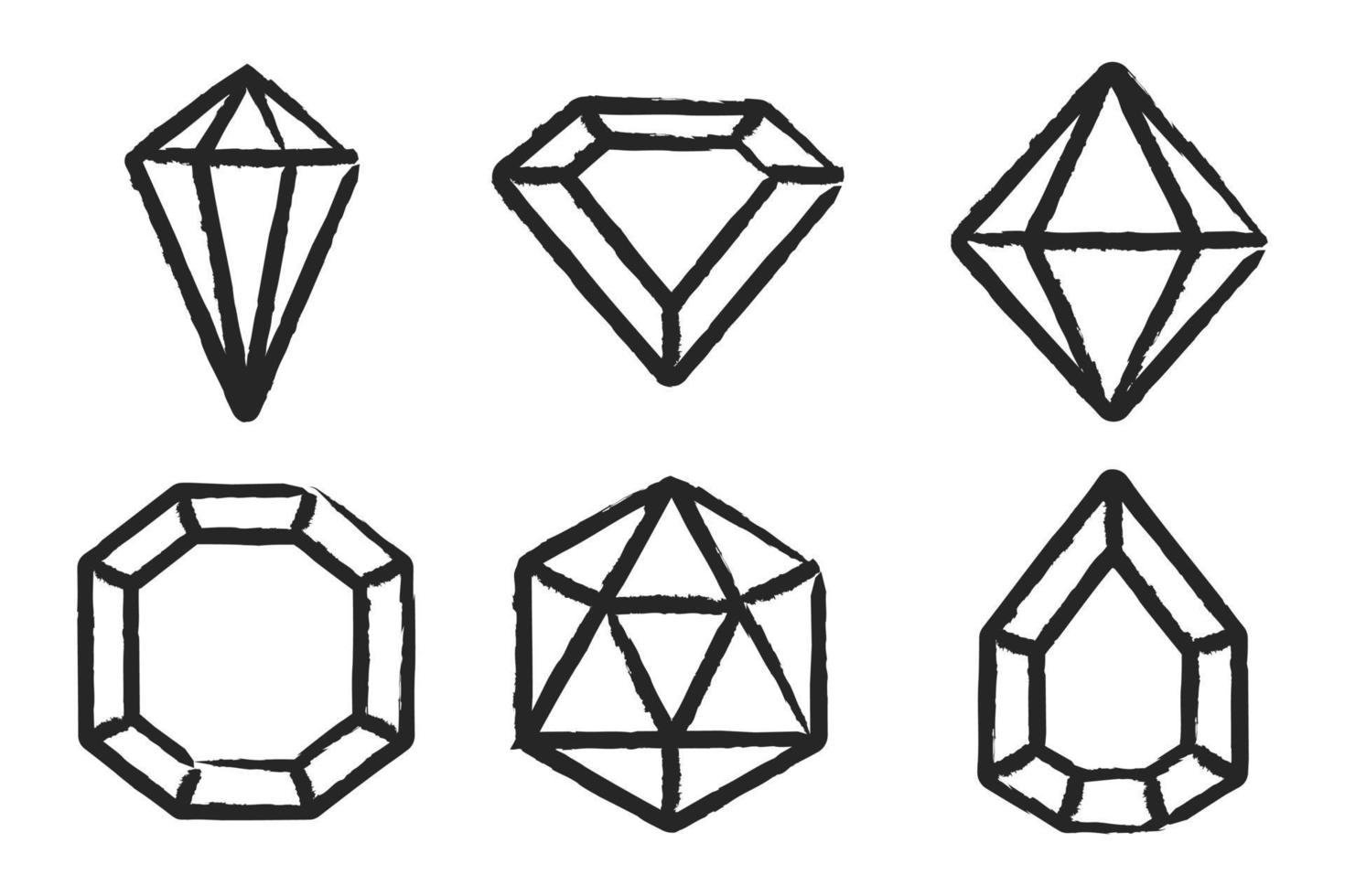 cristaux dessinés à la main vecteur