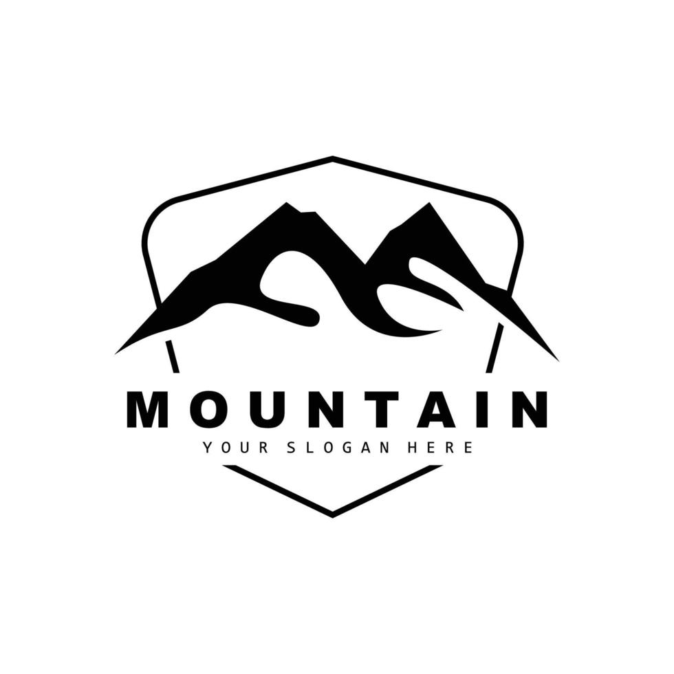 création de logo de montagne, lieu de vecteur pour randonneur amoureux de la nature