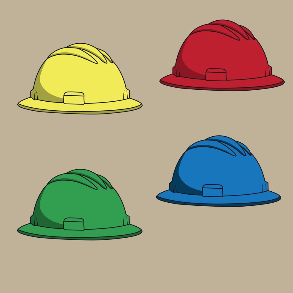 illustrations de chapeau de construction, casque de protection, casque de sécurité vecteur