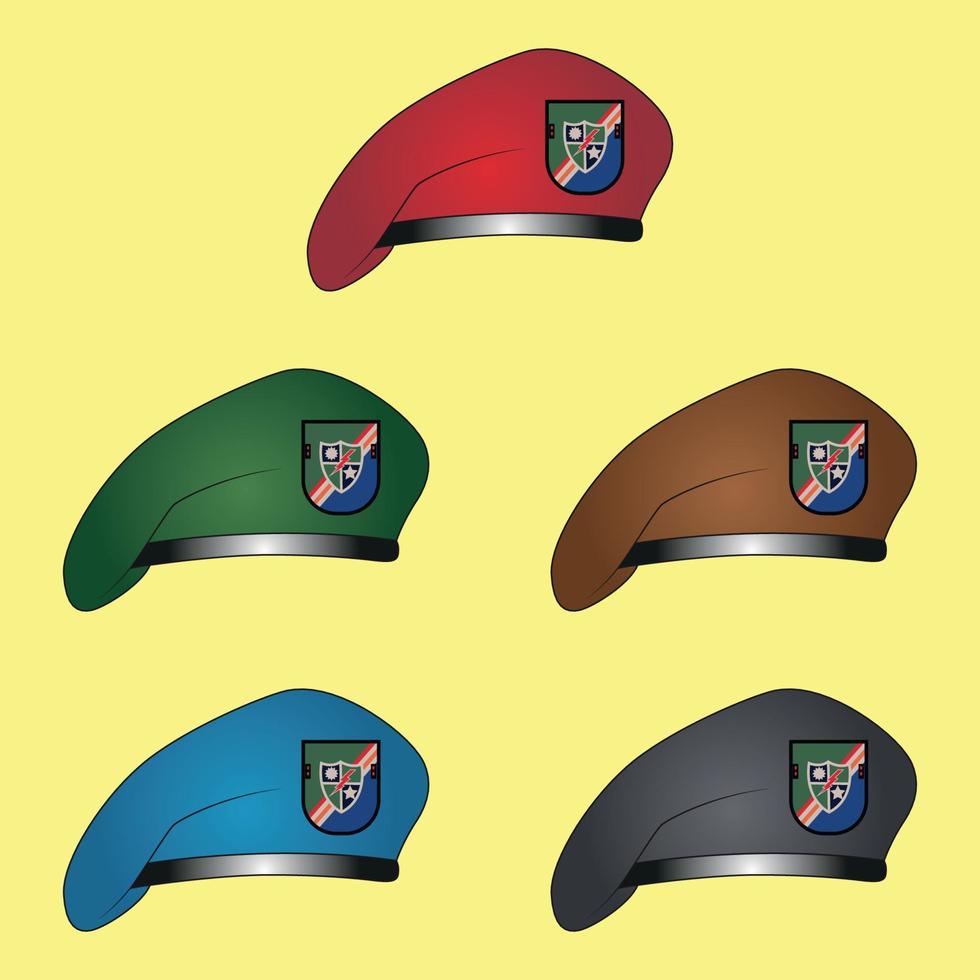 art vectoriel de béret militaire, collection de béret militaire, béret de l'armée