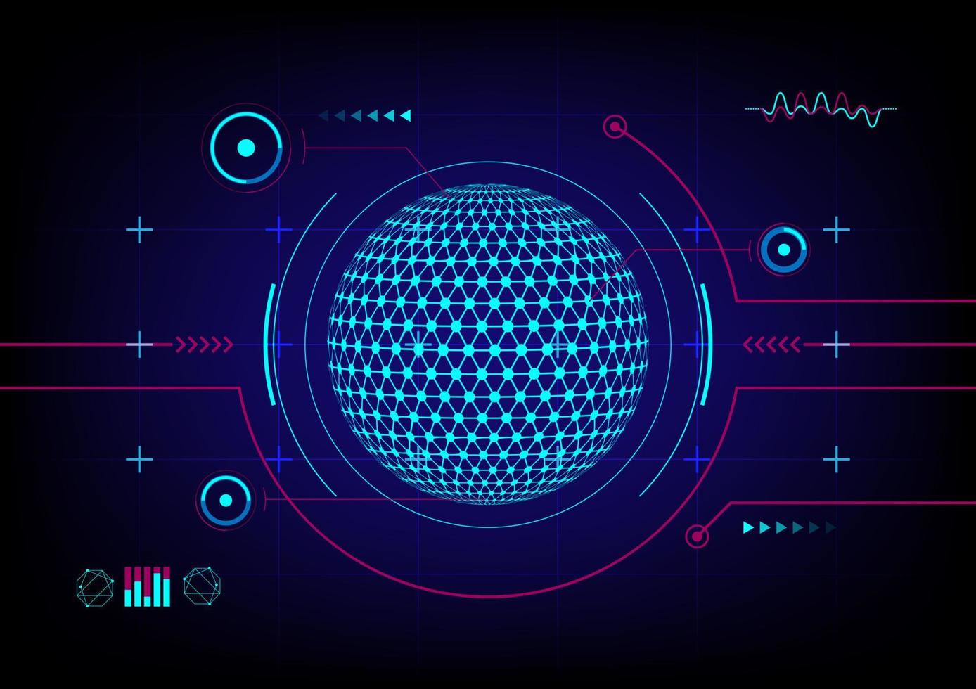 hud numérique global et fond de vecteur de technologie d'éléments infographiques