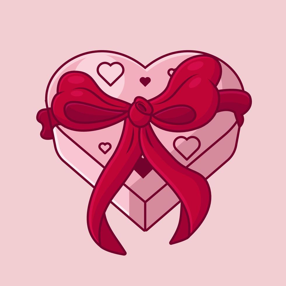 bonne saint valentin, illustration vectorielle coffret cadeau saint valentin avec une jolie couleur rose vecteur