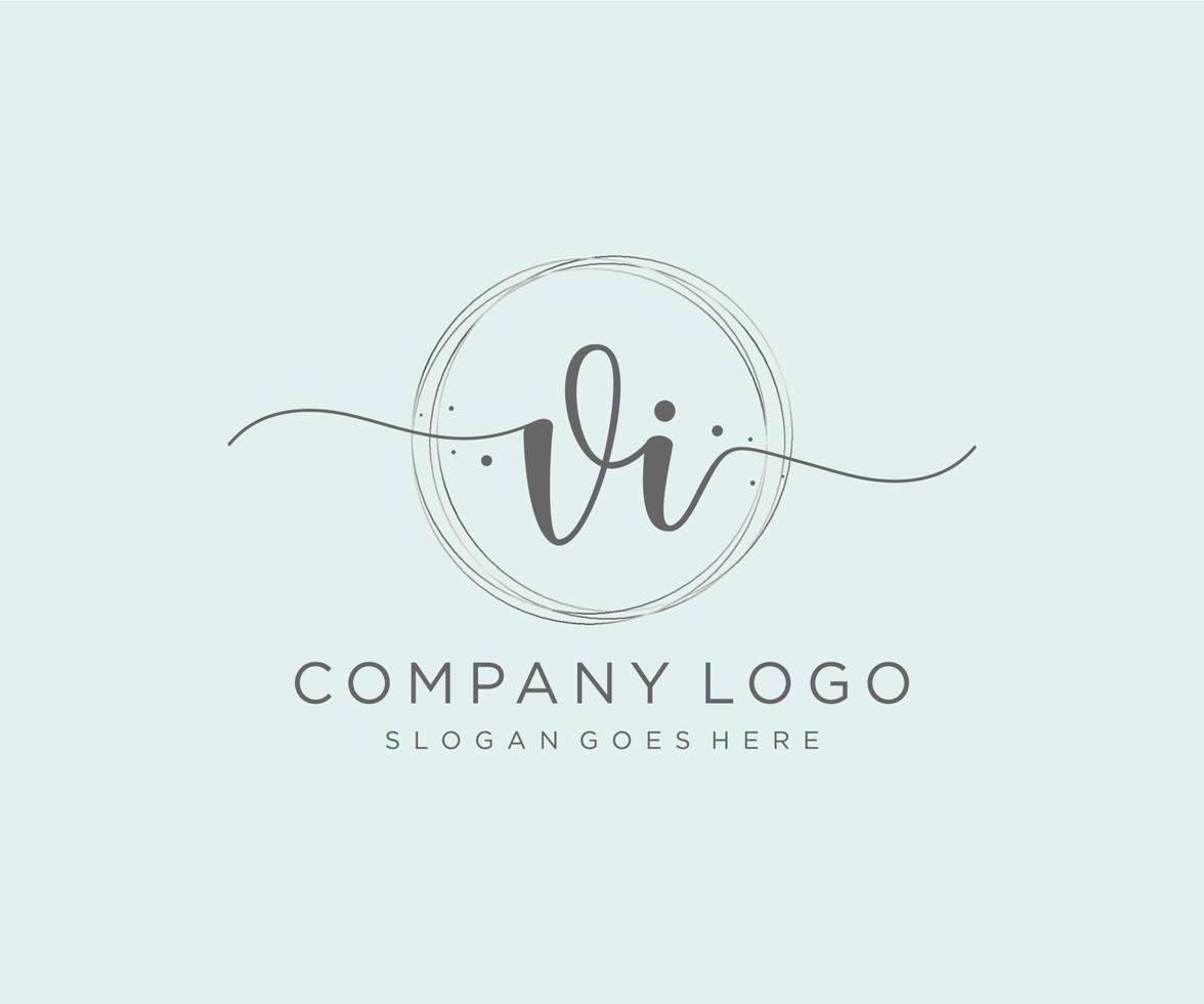 logo féminin initial vi. utilisable pour les logos nature, salon, spa, cosmétique et beauté. élément de modèle de conception de logo vectoriel plat.