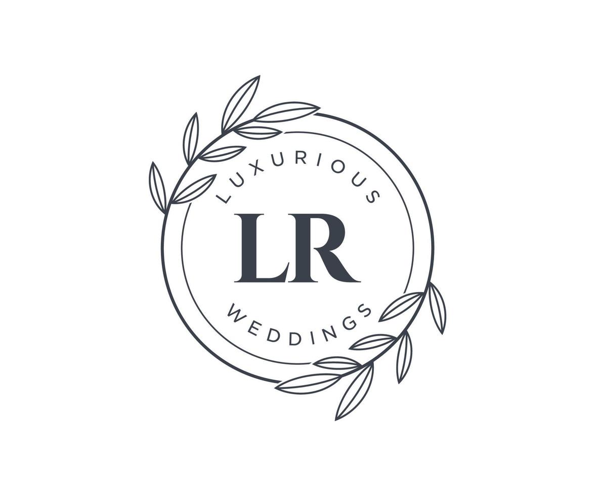 lr initiales lettre modèle de logos de monogramme de mariage, modèles minimalistes et floraux modernes dessinés à la main pour cartes d'invitation, réservez la date, identité élégante. vecteur